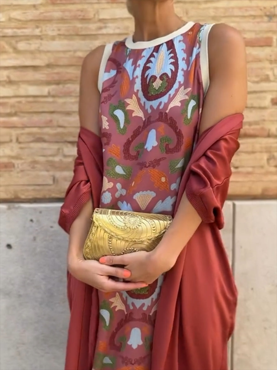 Vestido con capa Celeste