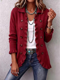 Edith – Ruby Red Vintage-Inspired Frill Cardigan