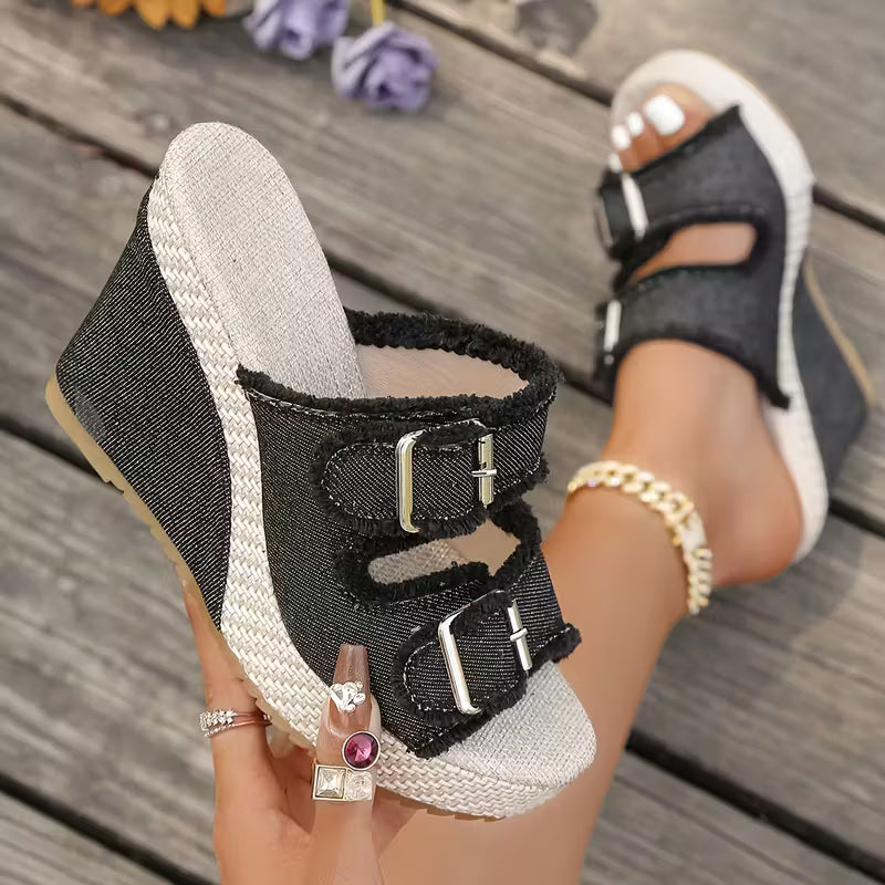 Atelier | Sandalias de cuña con bordes deshilachados