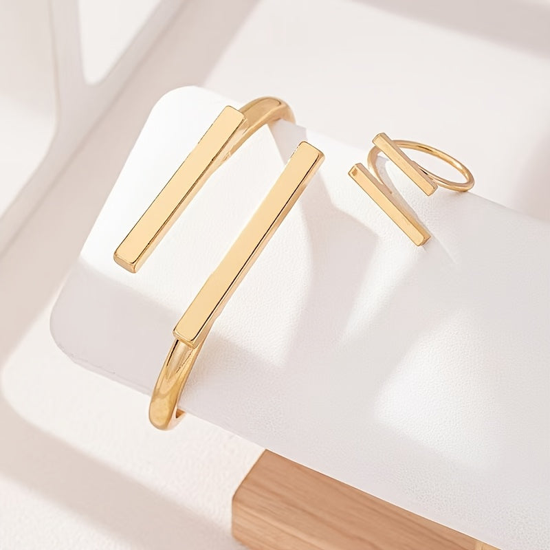 Conjunto elegante de anéis ajustáveis para pulseira, de estilo geométrico