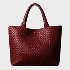 Lana | Woven Shoulder Tote Bag in Soft Microfiber Leather