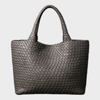 Lana | Woven Shoulder Tote Bag in Soft Microfiber Leather
