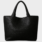 Lana | Woven Shoulder Tote Bag in Soft Microfiber Leather