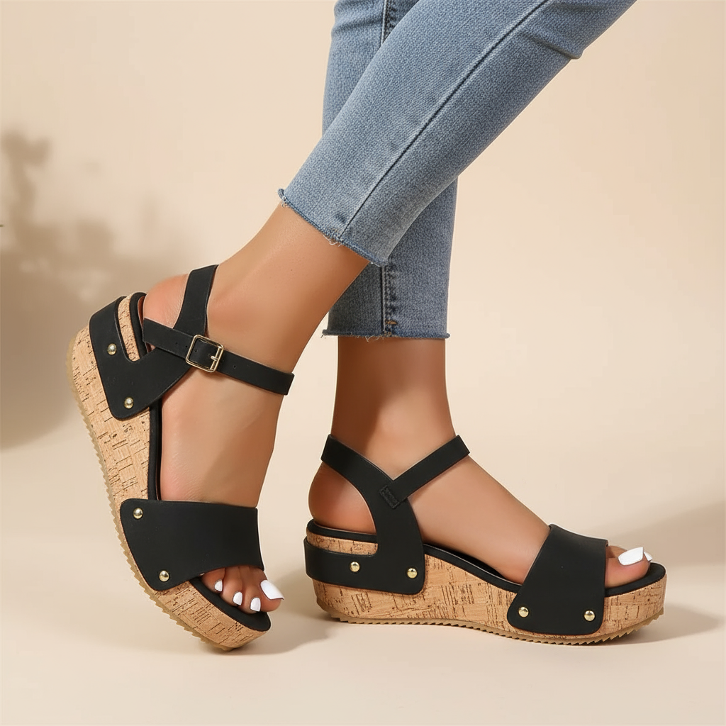 Sandalias Daniela de cuña con elevación elegante