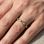 Vintage Gold Plated Inlaid Green Crystal Ring