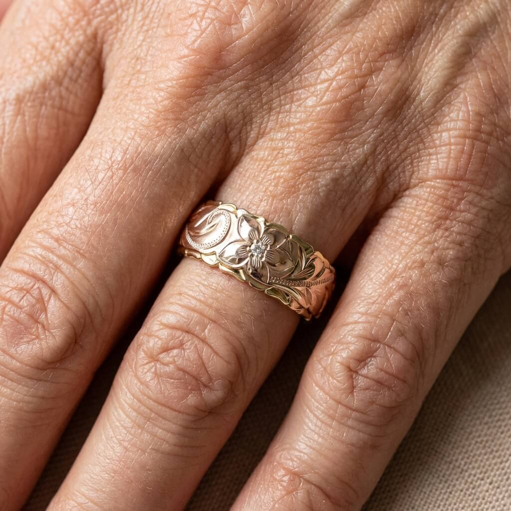Anillo dorado chapado con estilo de flor de rosa vintage