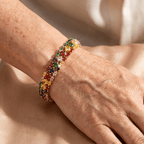 Bohemian Multi Color Zirconia Gold Plated Tennis Bracelet