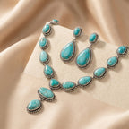 Elegant Vintage Turquoise Statement Necklace & Earrings