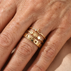 Set de anillos apilables vintage de media luna con circonitas incrustadas