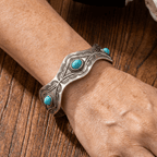 Western Style Turquoise Concho Cuff Bangle Bracelet
