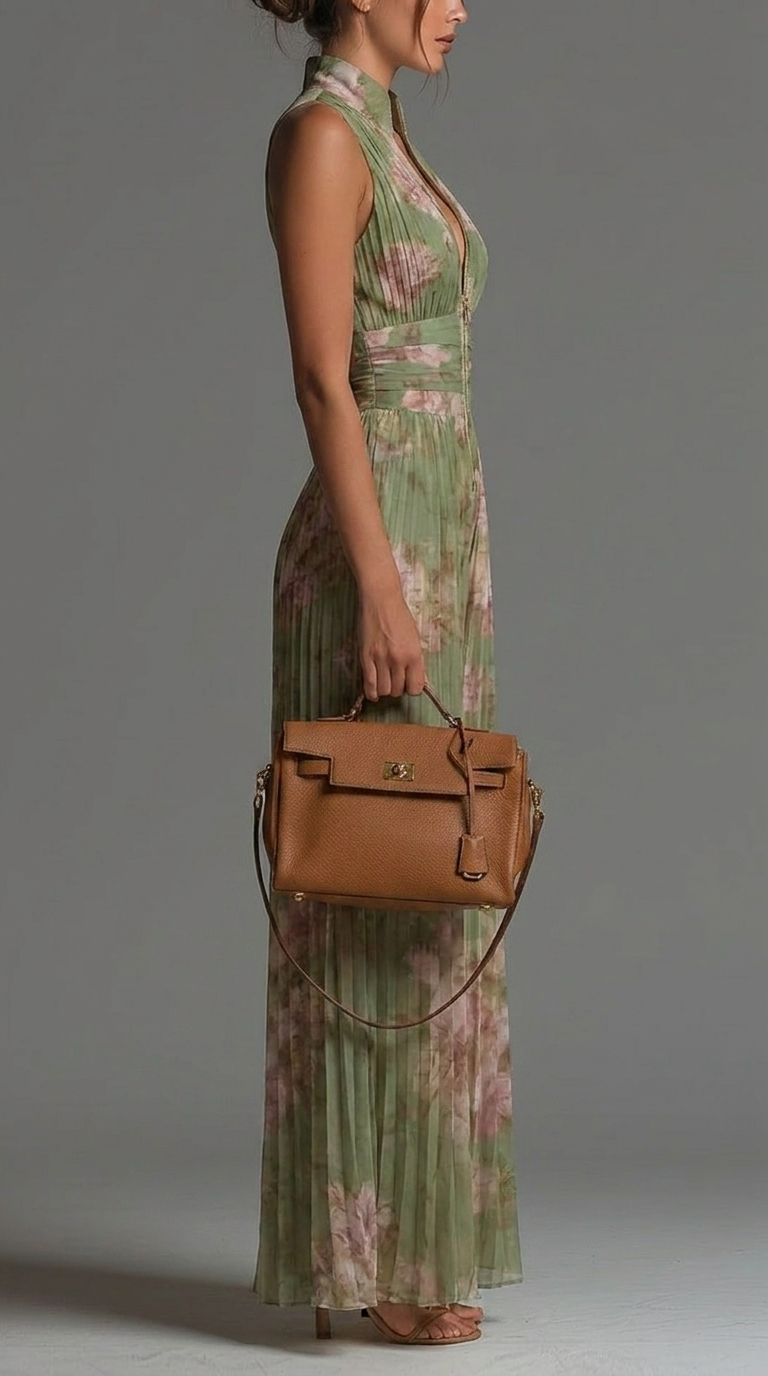 Inés | Macacão floral plissado de chiffon