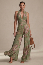 Inés | Mono de gasa plisada con estampado floral