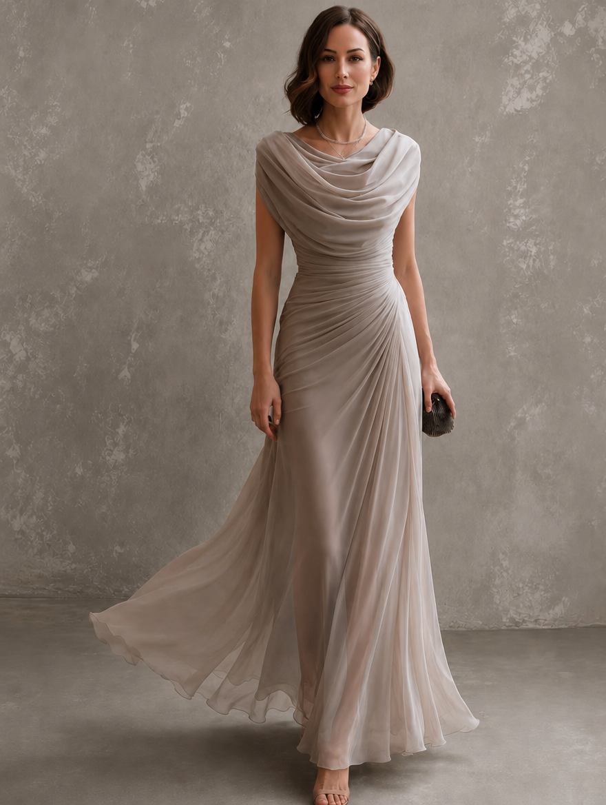 Jilliann maxi dress by Bennett and Lowe, flowing fabric with floral pattern, sleeveless design, and V-neck style.