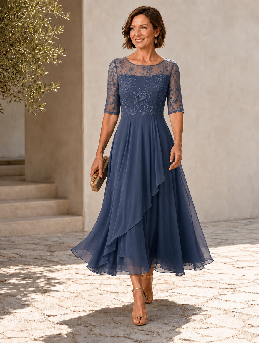 Rose lace midi dress by My Store 2, featuring a flattering fit and elegant design with intricate lace details.