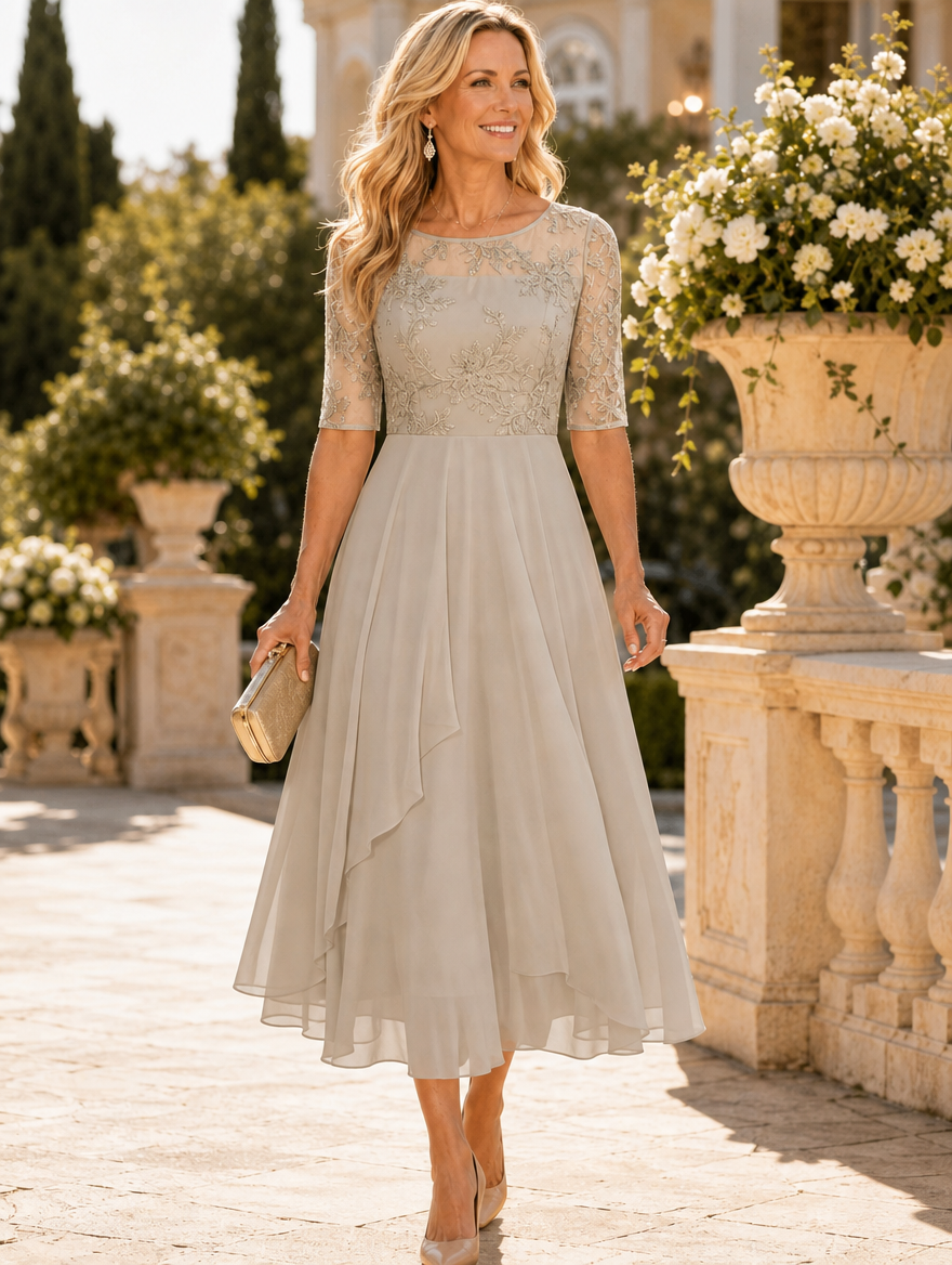 Rose lace midi dress by My Store 2 featuring a flattering fit, elegant design, and delicate lace fabric in soft rose color.