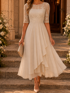 Rose lace midi dress by My Store 2 featuring a flattering fit, delicate lace fabric, and elegant design with a fitted silhouette.