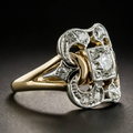 Anel dourado elegante vintage com zircônia