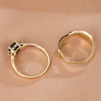 Juego de anillos dobles de esmeralda