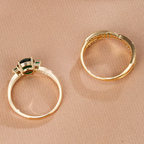 Juego de anillos dobles de esmeralda
