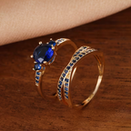 Juego de anillos dobles de esmeralda