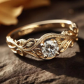 Anillo solitario de filigrana con diseño de ondas
