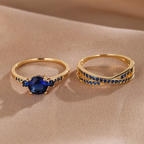 Juego de anillos dobles de esmeralda