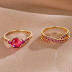 Juego de anillos dobles de esmeralda