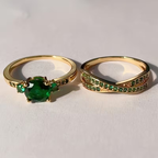 Juego de anillos dobles de esmeralda