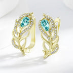 Bohemian Gold Design Turquoise Leaf Earrings