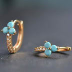 Retro Bohemian Synthetic Zirconia Blue Hoop Earrings