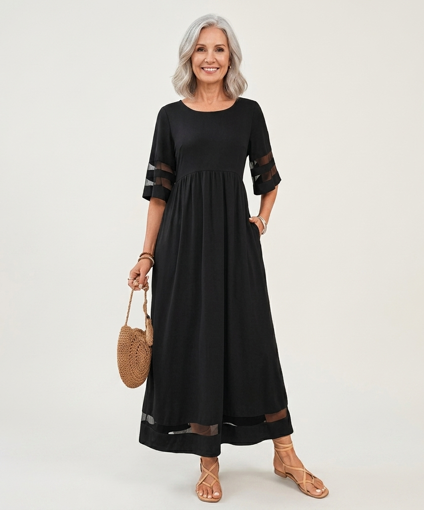 Aubrey | Vestido midi que favorece a silhueta e disfarça a barriga