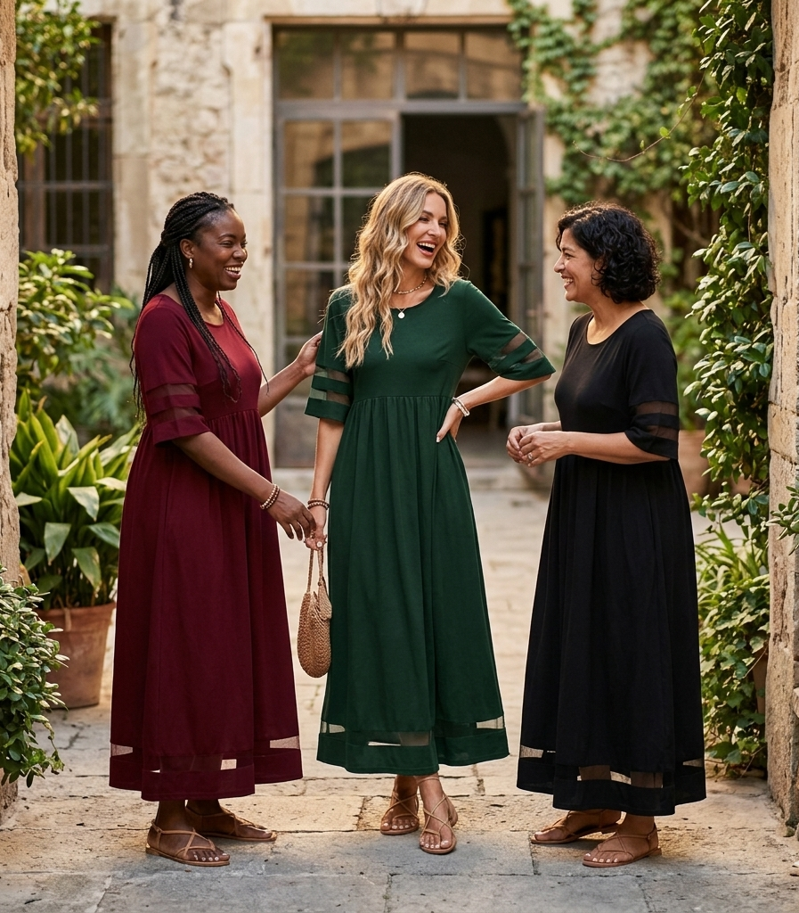 Aubrey™ | Vestido midi favorecedor que estiliza el abdomen