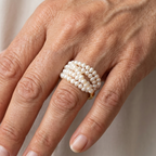 Anillo trenzado de varias capas con perla de agua dulce