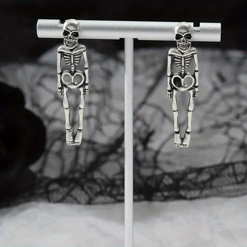 Dangly skeleton earrings with silver finish – Parker & Stone
