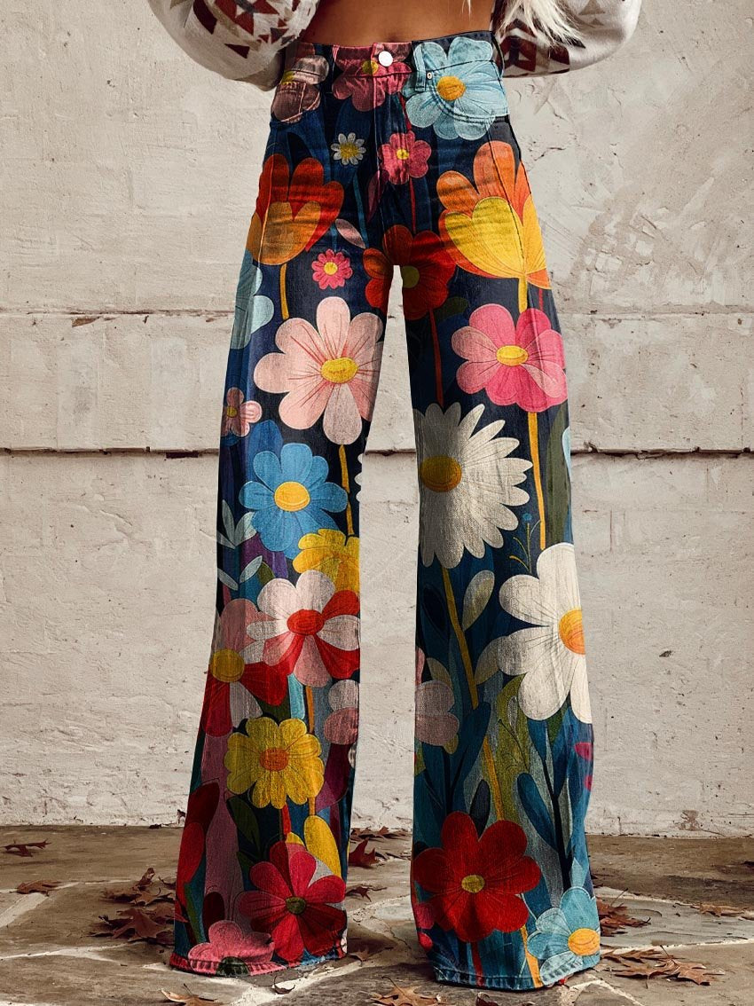 Léna - Calça pantalona floral