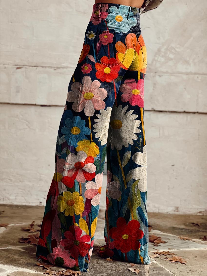 Léna - Calça pantalona floral