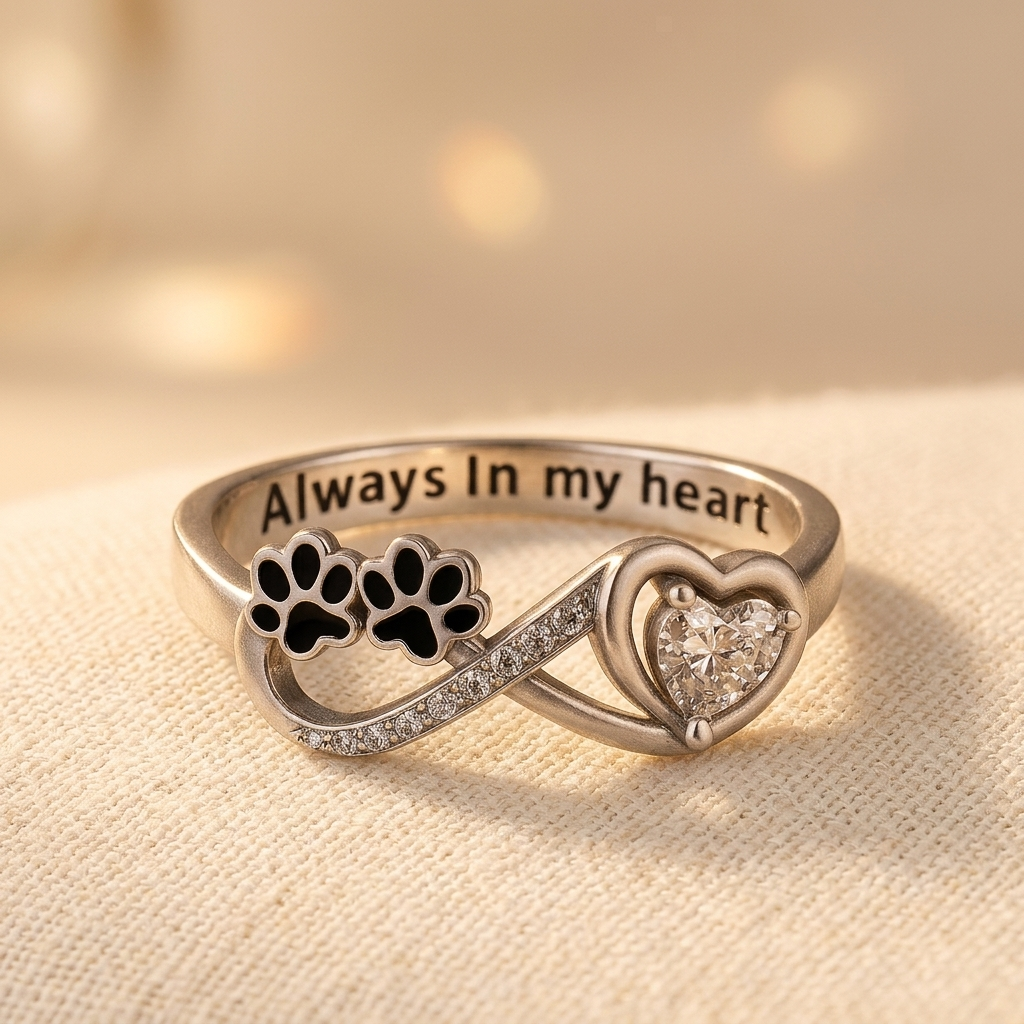 Anillo de circonia cúbica en forma de corazón con diseño de infinito