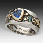 Anillo vintage de cristal azul