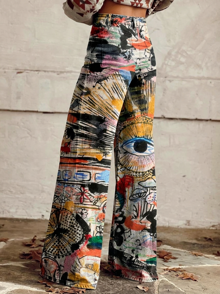 Mila - Vaqueros con estampado artístico