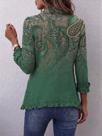 Nadia – Green Paisley Frill Jacket