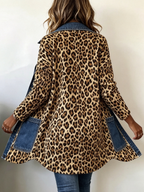 Liana – Long Leopard Print Denim Jacket