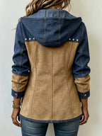 Natalie – Navy and Camel Hooded Jacket