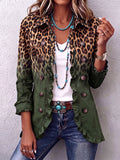 Kerry – Green Leopard Print Frill Blazer