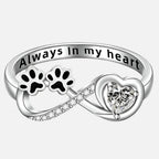 Anillo de circonia cúbica en forma de corazón con diseño de infinito