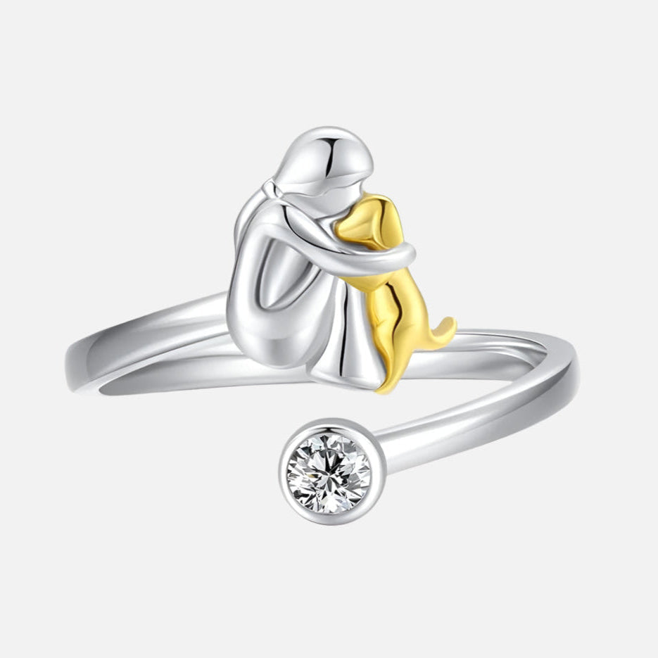 Anillo de plata para perro con piedras de circonita