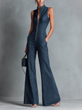 Women's Denim Jumpsuit Wide Leg