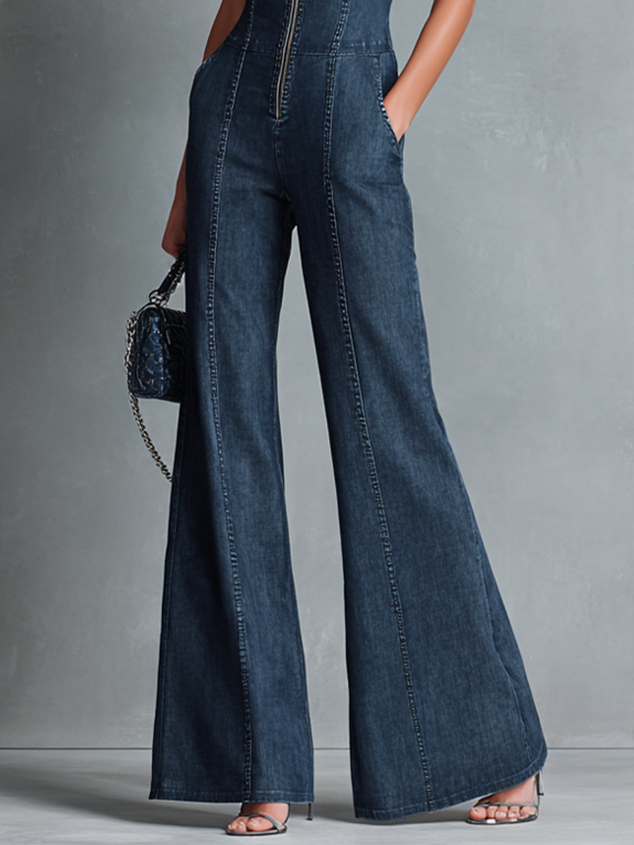 Women's Denim Jumpsuit Wide Leg