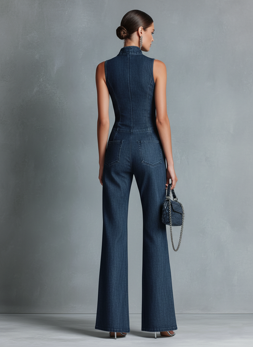 Women's Denim Jumpsuit Wide Leg