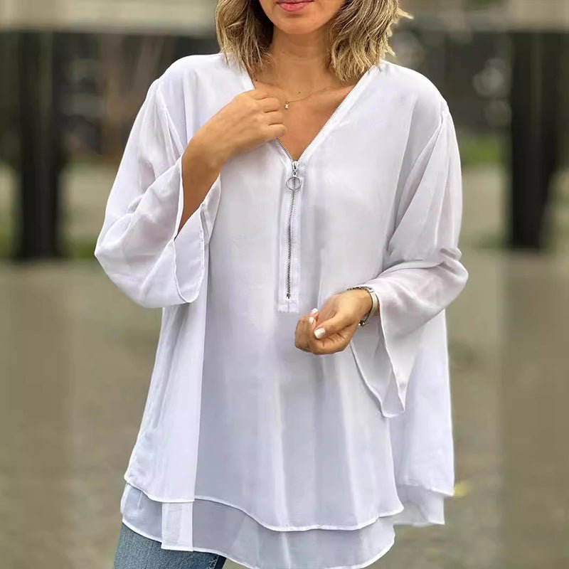 Lorelai | Blusa de chiffon com fecho de correr