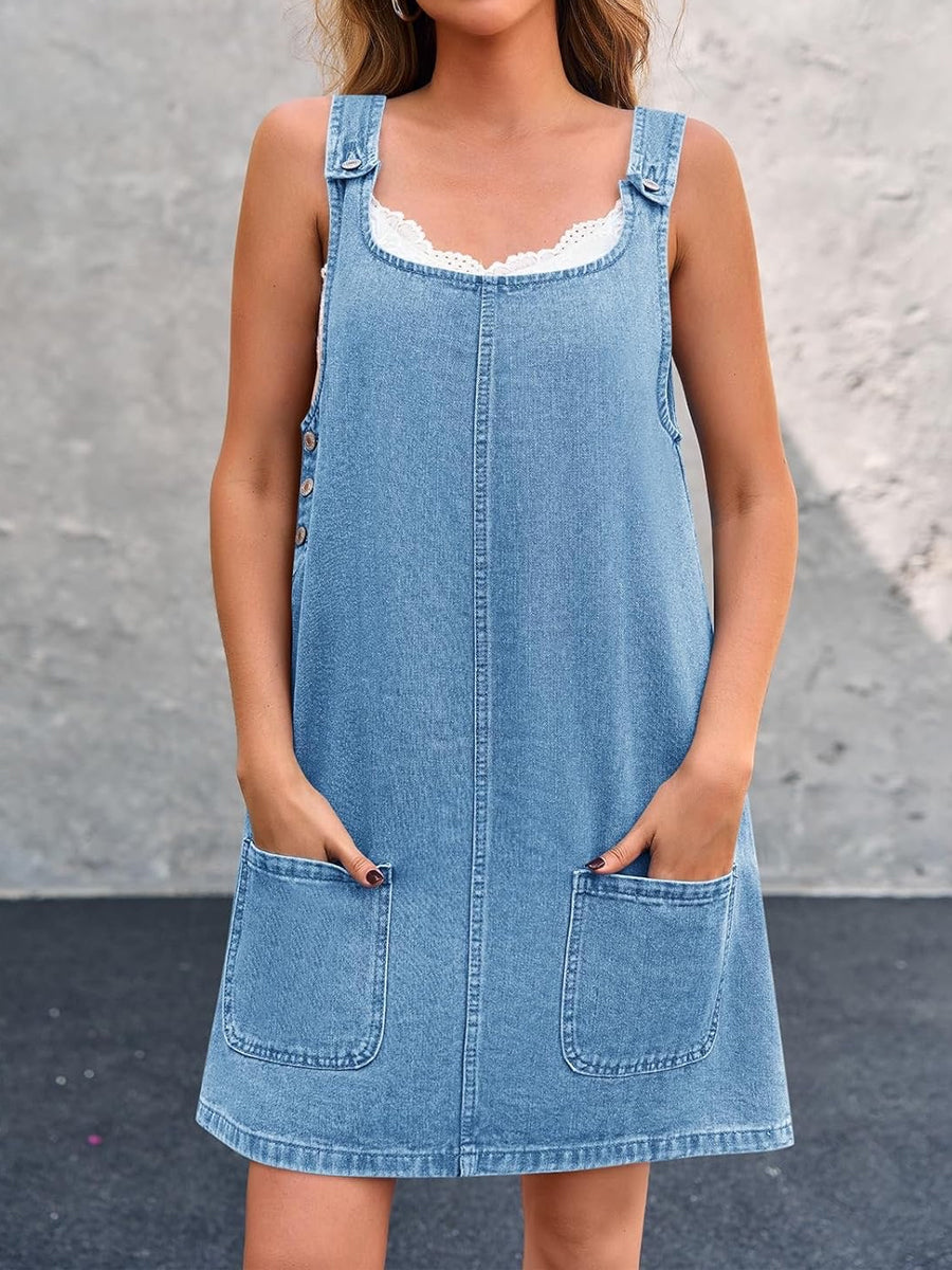 Lisa | Vestido jardineira jeans casual